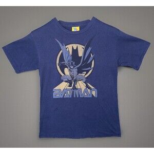 Junk Food Mens S Batman T-Shirt Graphic Tee Retro Blue DC Comics Unisex Tactile